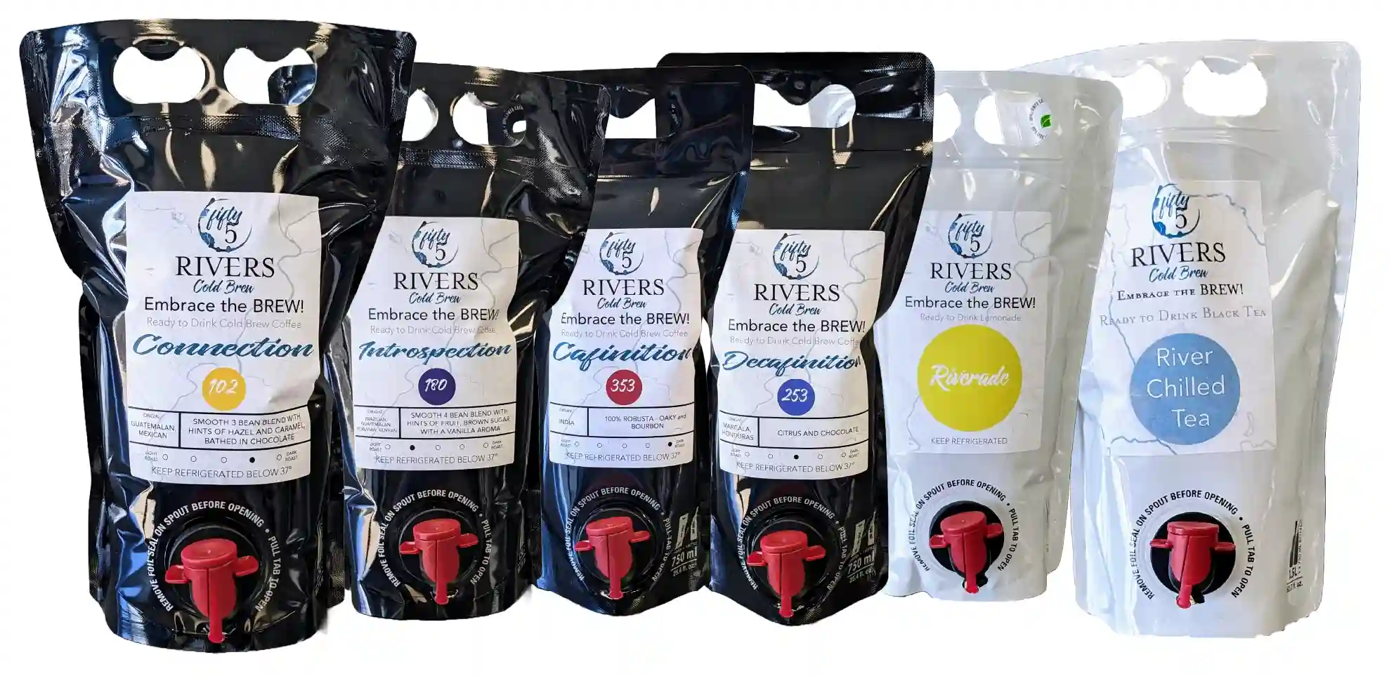 Ready To Drink Pouches of Cold Brew Coffee, Black Tea, and Lemonade Ready To Drink Pouches of Cold Brew Coffee, Black Tea, and Lemonade