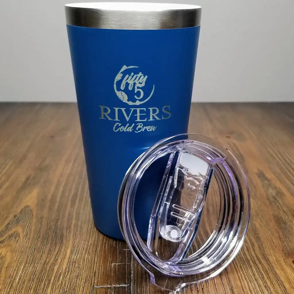 16oz Cold Brew Coffee Tumbler with Lid on the side